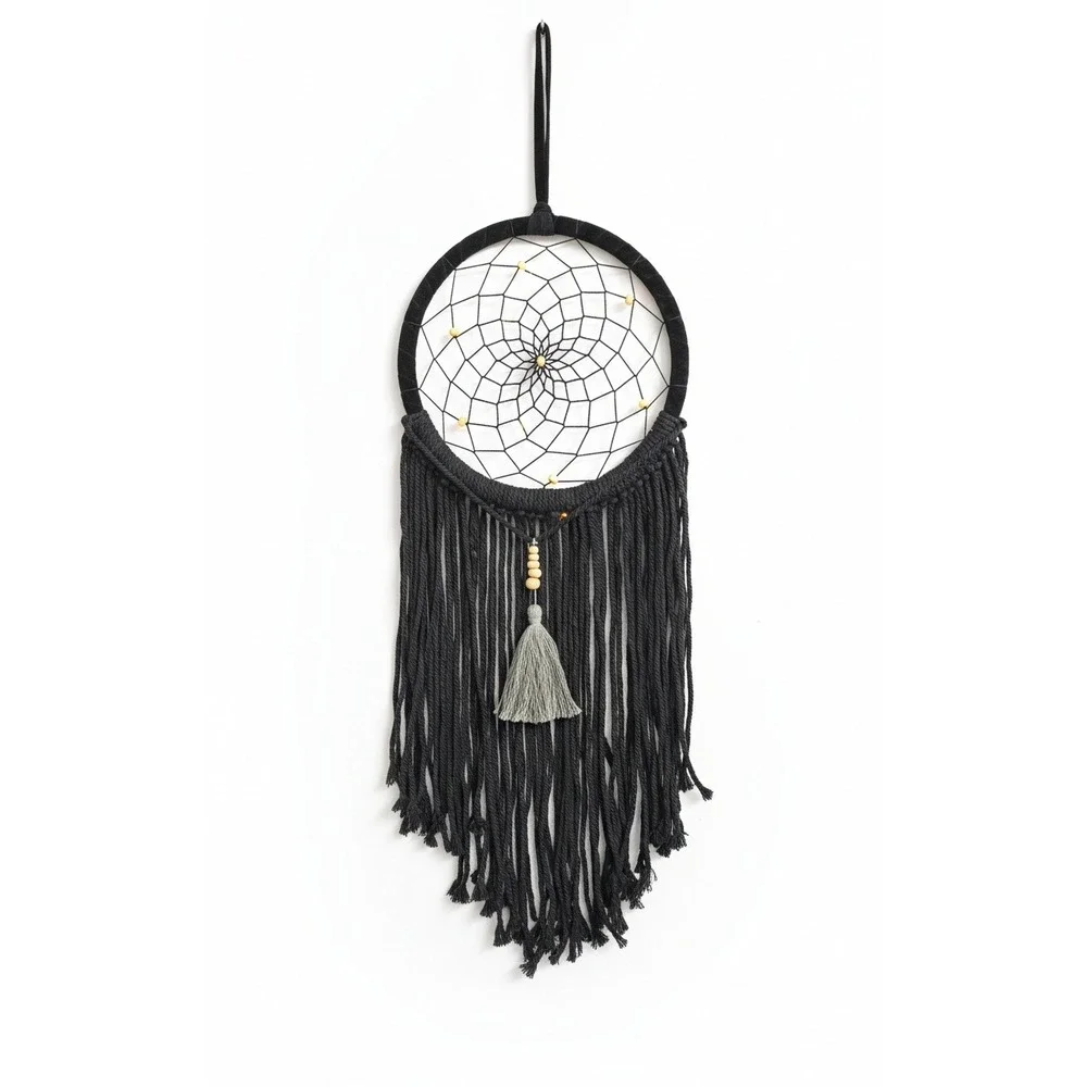 Boho Dream Catcher Wall‎ Hanging Macrame Tassel Black Gray 30 Inch